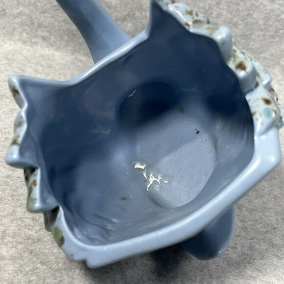 Vintage MCM Swan Planter‎ 1974 Blue Speckled Glaze Ceramic Handmade Vanity Decor - Picture 8 of 16